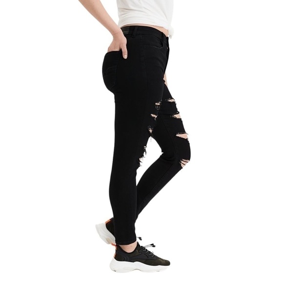 AE Ne(x)t Level Stretch Curvy High Waisted Distressed Jegging 0 Short - Picture 5 of 17